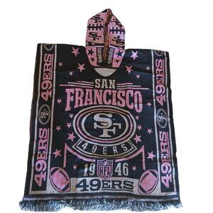 COPY - San Francisco 49ers Embroidered Poncho Pink and Tan